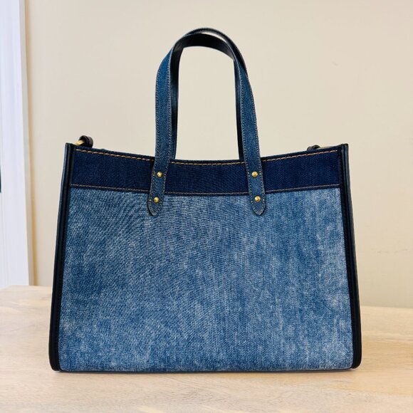 Coach Denim Field Tote 30, EUC, some imperfections - Picture 5 of 14